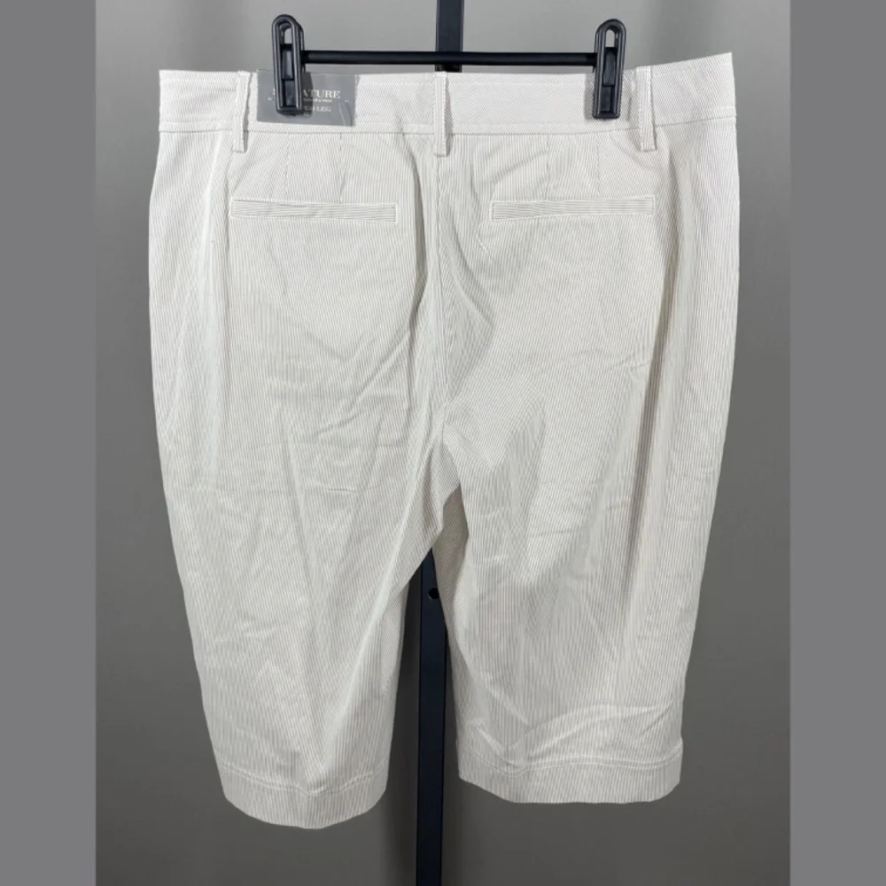 NEW Ann Taylor Pants Womens 12 brown white stripe straight leg cropped casual - Picture 5 of 7